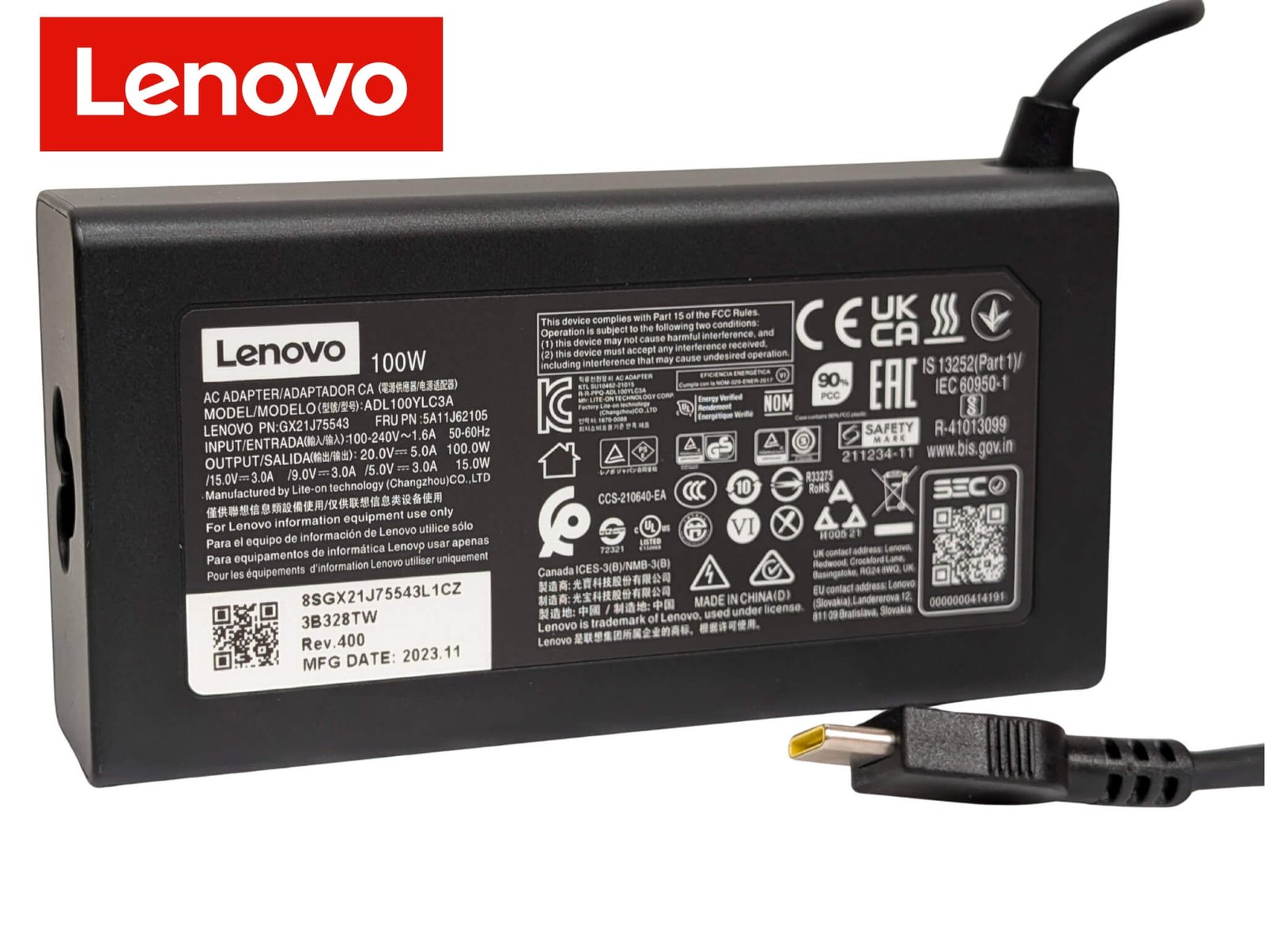 Lenovo 5A11J62103 100W USB-C Adapter - Next Day Delivery