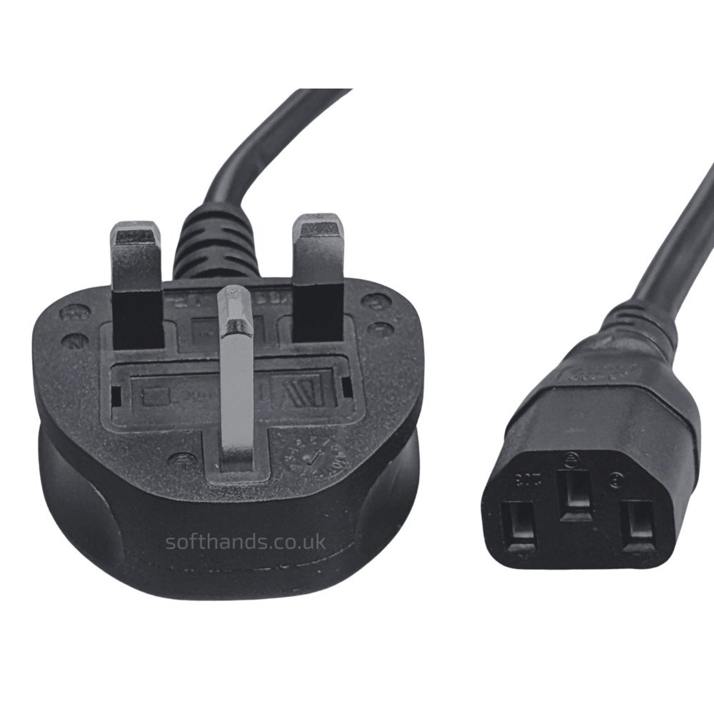 2M C13 UK Power Cable for Desktop and Monitor - Next Day Delivery