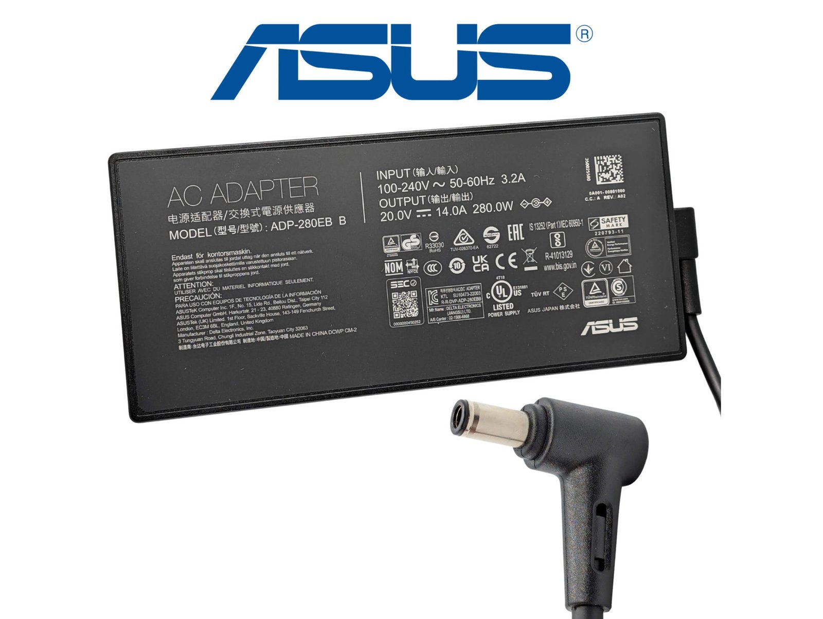 Asus 20V 14A 280W Power Adapter 6PHI - Next Day Delivery Asus 20V 14A 280W Power Adapter 6PHI - Next Day Delivery
