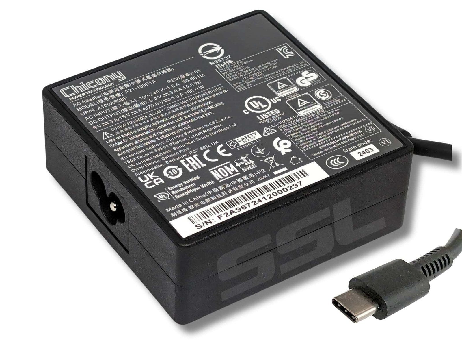 Acer Swift Go 16 (SFG16-72) USB-C adapter 100W - Next Day Delivery Acer Swift Go 16 (SFG16-72) USB-C adapter 100W - Next Day Delivery