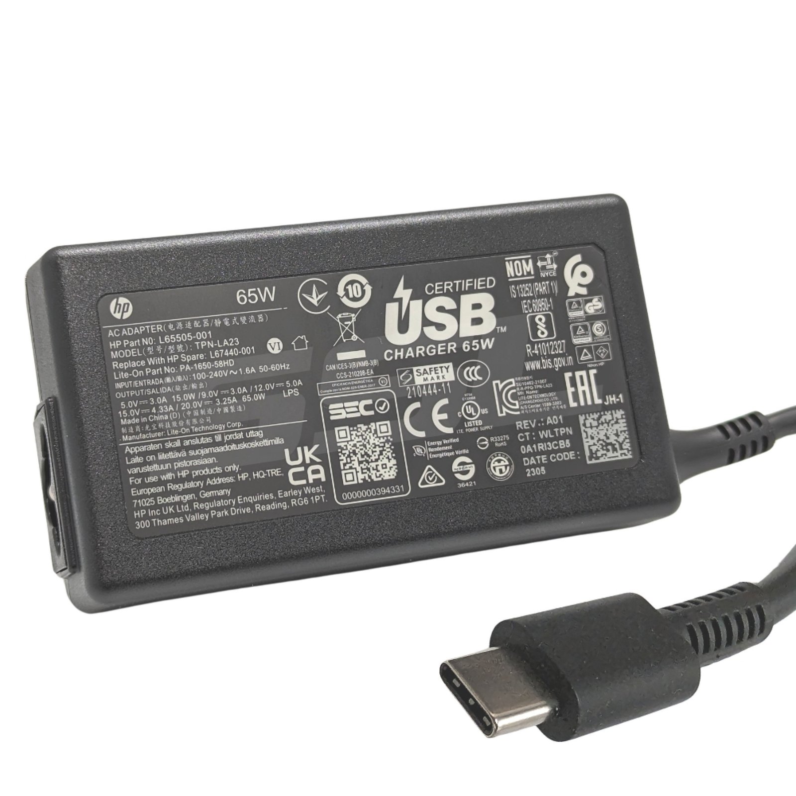Original HP 65W USB-C Adapter 3.25A - Next Day Delivery