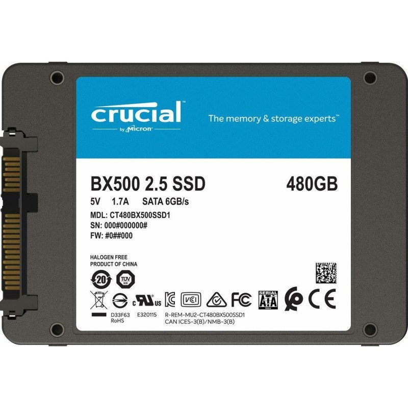 Crucial BX500 480GB 3D NAND SATA 2.5-inch SSD - Next Day Delivery Crucial BX500 480GB 3D NAND SATA 2.5-inch SSD - Next Day Delivery