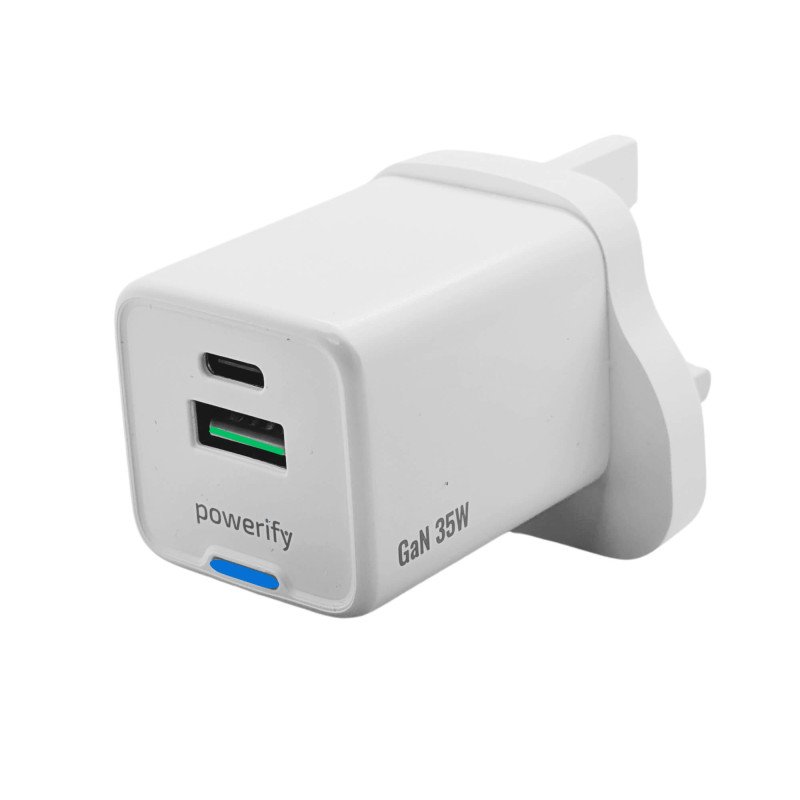 Powerify 35W GaN Adapter 2 Ports - Next Day Delivery Powerify 35W GaN Adapter 2 Ports - Next Day Delivery