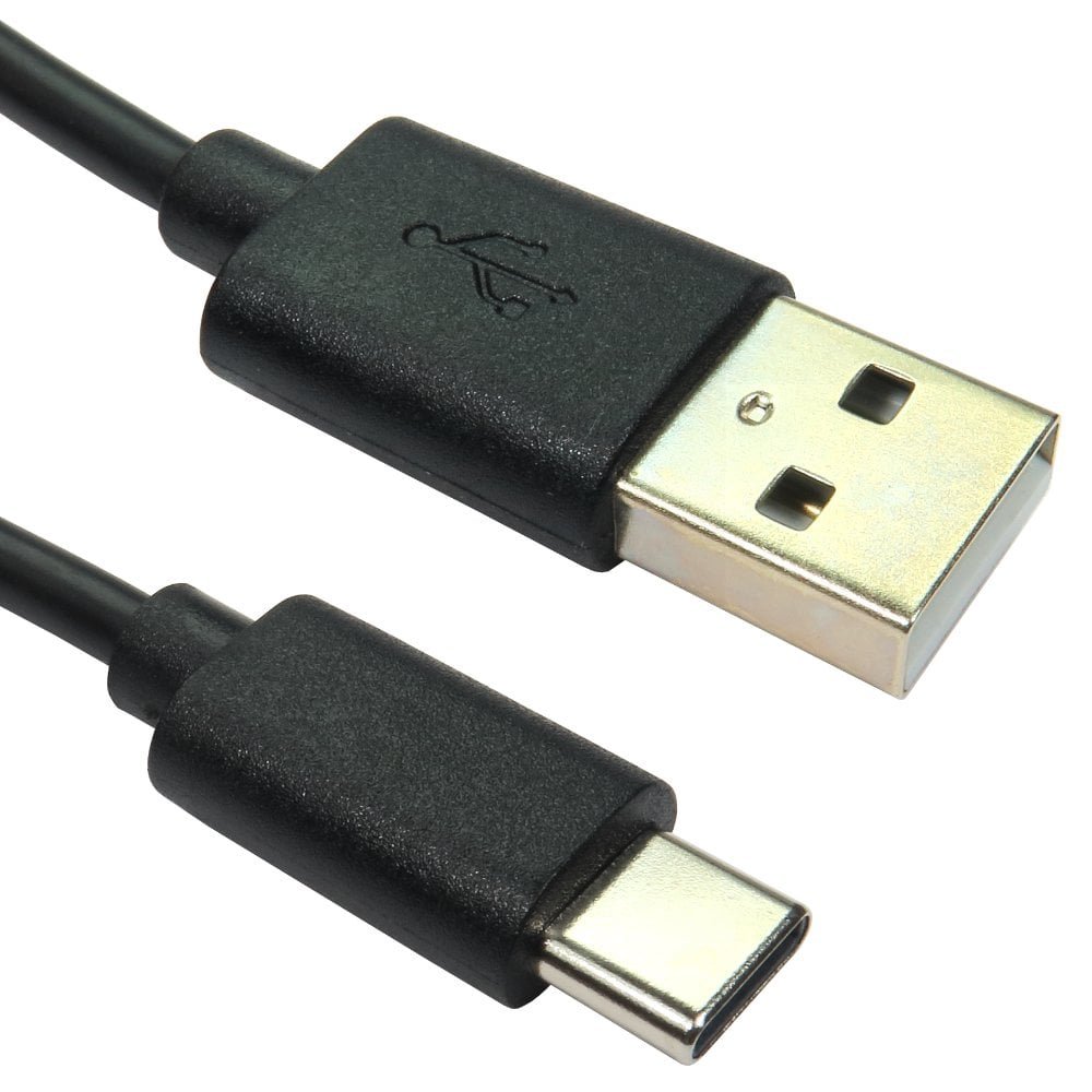USB A to USB C Cable 1M Black - Next Day Delivery