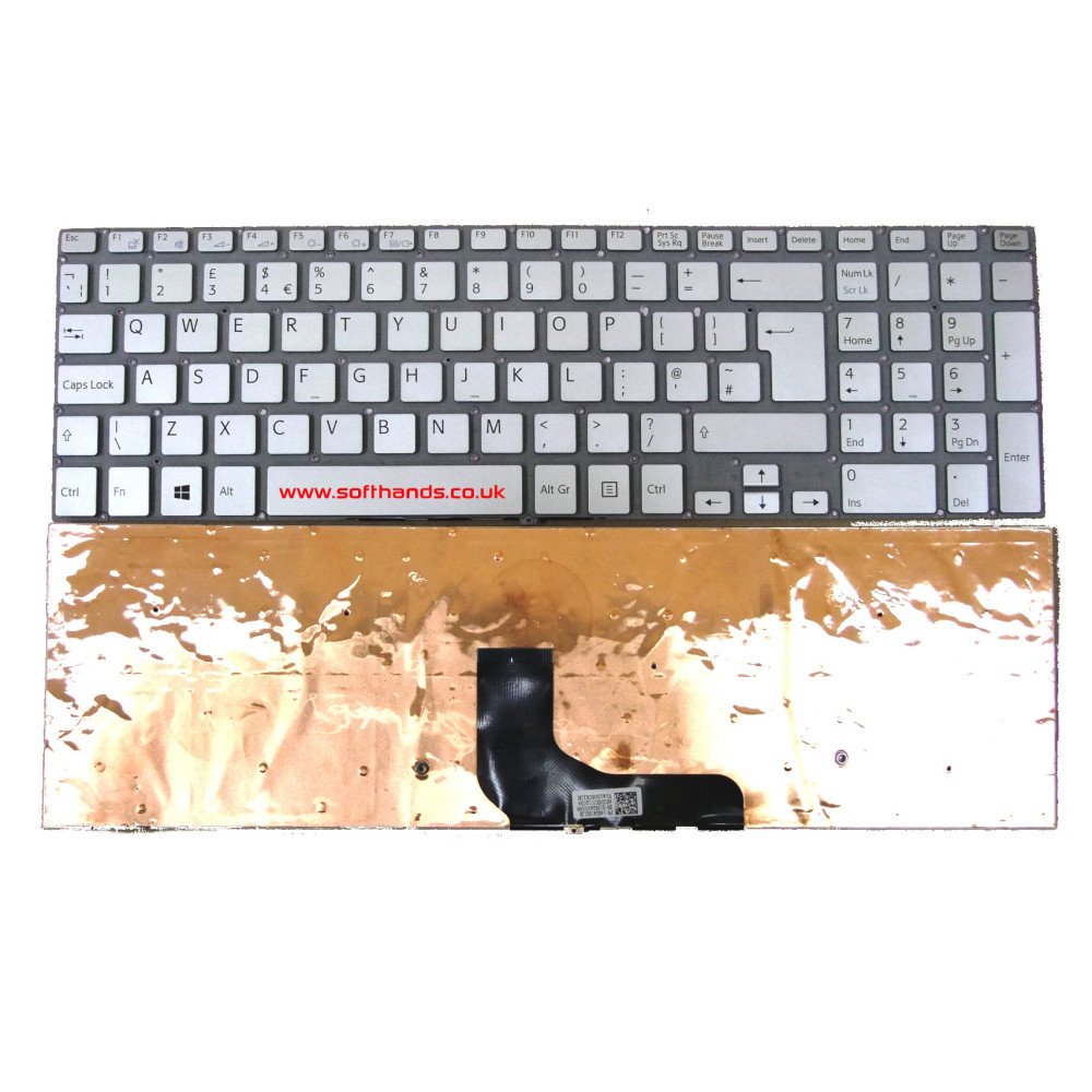 Sony Vaio SVF15A Silver UK W/O Frame V141306CK1UK 149241921GB Keyboard - Next Day Delivery