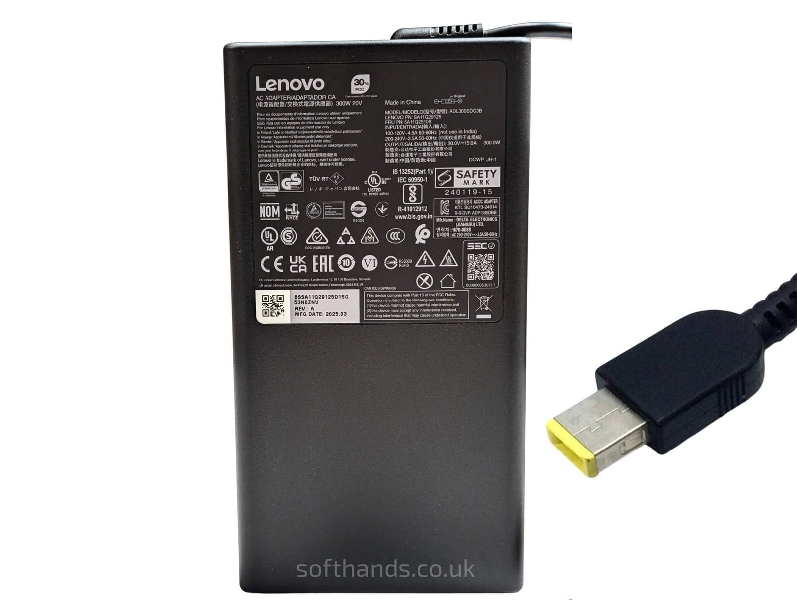 Original Lenovo 300W Slim Tip Adapter 5A11Q29108 - Next Day Delivery
