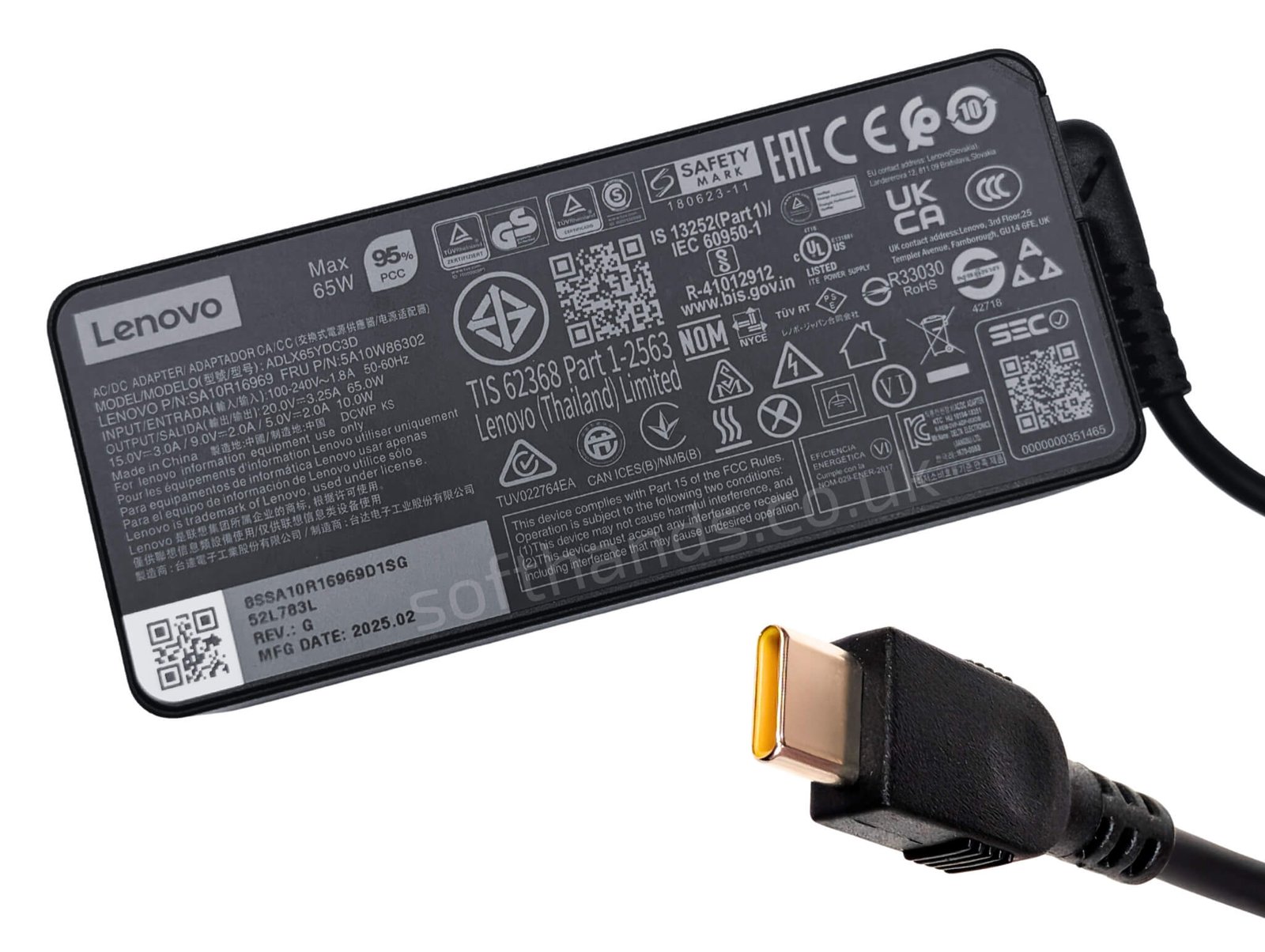 Lenovo 02DL106 65W USB-C Adapter - Next Day Delivery